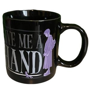 Wednesday and Thing Give Me a Hand Black Coffee Cup NEW Jenna Ortega